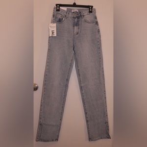 REDIAL Straight Leg Split Hem Jeans